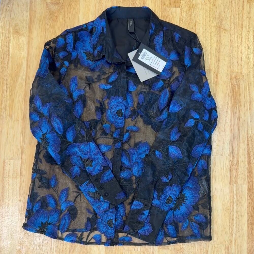 YAS NWT Sheer button‎ up floral Medium